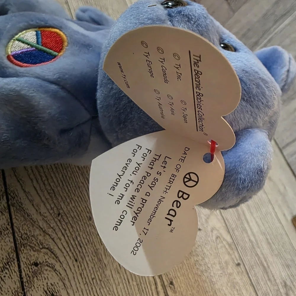 Ty Peace Bear Plush in Blue